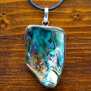 Abalone and silver necklace pendant